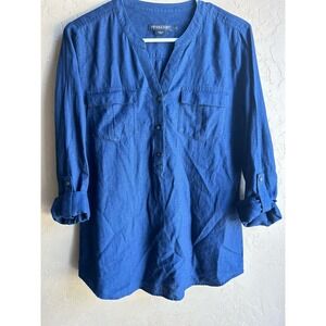 Pendleton Cotton navy long sleeve button down lightweight EUC .
